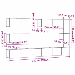 vidaXL 7 Piece TV Cabinet Set Wall-mounted Artisan Oak Engineered Wood