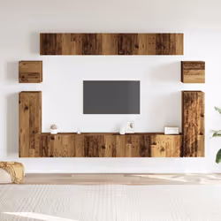 vidaXL TV Cabinet Set Engineered Wood TV Unit Multi Colours/Sizes 8/10 Piece - old wood