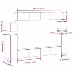 vidaXL TV Cabinet Set Engineered Wood TV Unit Multi Colours/Sizes 8/10 Piece - old wood