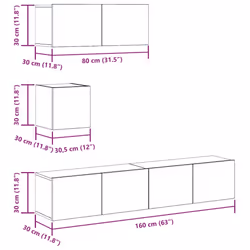 vidaXL 4 Piece TV Cabinet Set Wall-mounted Artisan Oak Engineered Wood
