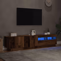 vidaXL TV Cabinet with LED Lights Old Wood 180x35x40 cm Engineered Wood - Additional view 4