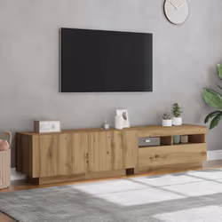 vidaXL TV Cabinet with LED Lights Artisan Oak 180x35x40 cm Engineered Wood - Additional view 3
