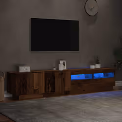 vidaXL TV Cabinet with LED Lights Old Wood 200x35x40 cm Engineered Wood - Additional view 4