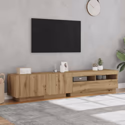 vidaXL TV Cabinet with LED Lights Artisan Oak 200x35x40 cm Engineered Wood - Additional view 3