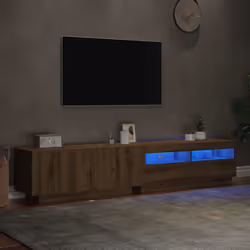 vidaXL TV Cabinet with LED Lights Artisan Oak 200x35x40 cm Engineered Wood - Additional view 4