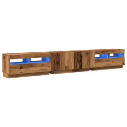 vidaXL TV Cabinet with LED Lights Old Wood 260x35x40 cm Engineered Wood - Additional view 2