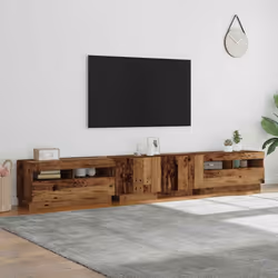 vidaXL TV Cabinet with LED Lights Old Wood 260x35x40 cm Engineered Wood - Additional view 3