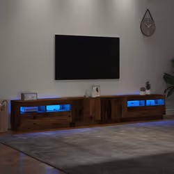 vidaXL TV Cabinet with LED Lights Old Wood 260x35x40 cm Engineered Wood - Additional view 4