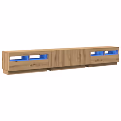 vidaXL TV Cabinet with LED Lights Artisan Oak 260x35x40 cm Engineered Wood - Additional view 2