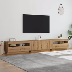 vidaXL TV Cabinet with LED Lights Artisan Oak 260x35x40 cm Engineered Wood - Additional view 3