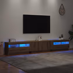 vidaXL TV Cabinet with LED Lights Artisan Oak 260x35x40 cm Engineered Wood - Additional view 4