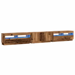 vidaXL TV Cabinet with LED Lights Old Wood 300x35x40 cm Engineered Wood - Additional view 2