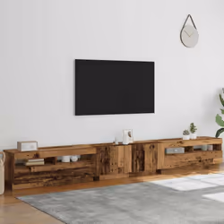 vidaXL TV Cabinet with LED Lights Old Wood 300x35x40 cm Engineered Wood - Additional view 3