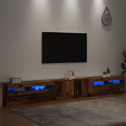 vidaXL TV Cabinet with LED Lights Old Wood 300x35x40 cm Engineered Wood - Additional view 4