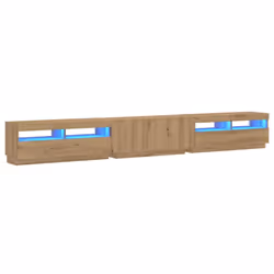 vidaXL TV Cabinet with LED Lights Artisan Oak 300x35x40 cm Engineered Wood - Additional view 2
