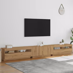 vidaXL TV Cabinet with LED Lights Artisan Oak 300x35x40 cm Engineered Wood - Additional view 3