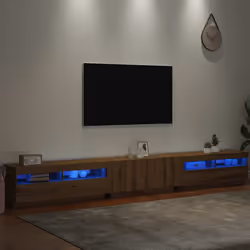 vidaXL TV Cabinet with LED Lights Artisan Oak 300x35x40 cm Engineered Wood - Additional view 4
