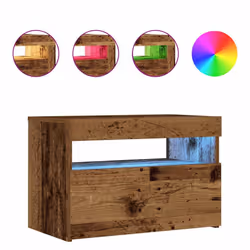 vidaXL 1/2x Bedside Cabinet and LED Light Engineered Wood Decor Multi Colours - old wood