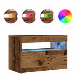 vidaXL 1/2x Bedside Cabinet and LED Light Engineered Wood Decor Multi Colours - old wood