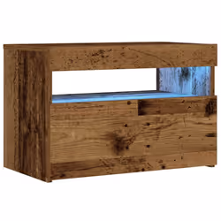 vidaXL 1/2x Bedside Cabinet and LED Light Engineered Wood Decor Multi Colours - old wood - Additional view 5