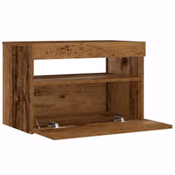 vidaXL 1/2x Bedside Cabinet and LED Light Engineered Wood Decor Multi Colours - old wood - Additional view 9