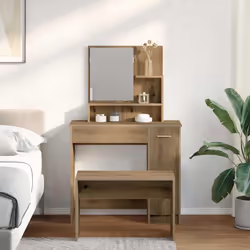 vidaXL Dressing Table Set Bedroom Makeup Table Vanity Desk Cosmetic Table - artisan oak