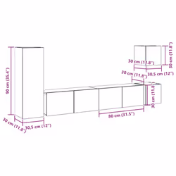 vidaXL 5 Piece TV Cabinet Set Wall-mounted Old Wood Engineered Wood tv cabinet