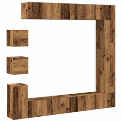 vidaXL TV Cabinet Set 9 Piece Engineered Wood Media TV Console Multi Colours - old wood