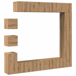 vidaXL TV Cabinet Set 9 Piece Engineered Wood Media TV Console Multi Colours - artisan oak