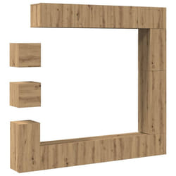 vidaXL TV Cabinet Set 9 Piece Engineered Wood Media TV Console Multi Colours - artisan oak