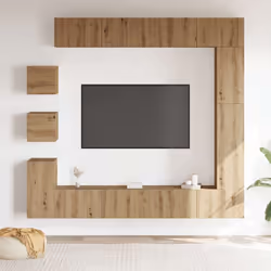 vidaXL TV Cabinet Set 9 Piece Engineered Wood Media TV Console Multi Colours - artisan oak