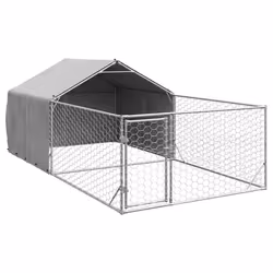 vidaXL Outdoor Dog Kennel with Run 5x2x1.5 m Galvanised Steel outdoor dog cage