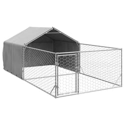 vidaXL Outdoor Dog Kennel with Run 5x2x1.5 m Galvanised Steel outdoor dog cage