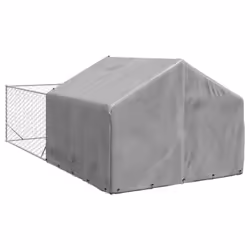 vidaXL Outdoor Dog Kennel with Run 5x2x1.5 m Galvanised Steel outdoor dog cage - Additional view 4