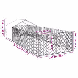 vidaXL Outdoor Dog Kennel with Run 6x2x1.5 m Galvanised Steel outdoor dog cage