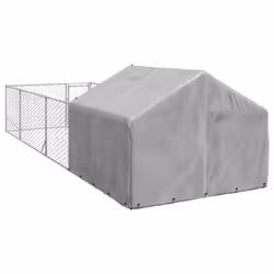 vidaXL Outdoor Dog Kennel with Run 6x2x1.5 m Galvanised Steel outdoor dog cage - Additional view 4