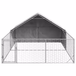 vidaXL Outdoor Dog Kennel with Run 4x3x1.9 m Galvanised Steel outdoor dog cage