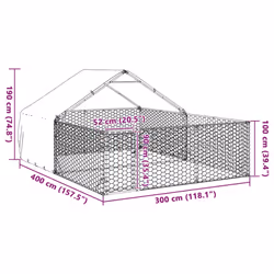 vidaXL Outdoor Dog Kennel with Run 4x3x1.9 m Galvanised Steel outdoor dog cage