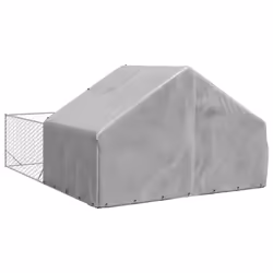 vidaXL Outdoor Dog Kennel with Run 4x3x1.9 m Galvanised Steel outdoor dog cage - Additional view 4