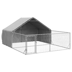 vidaXL Outdoor Dog Kennel with Run 5x3x1.9 m Galvanised Steel outdoor dog cage