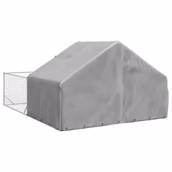 vidaXL Outdoor Dog Kennel with Run 5x3x1.9 m Galvanised Steel outdoor dog cage - Additional view 4