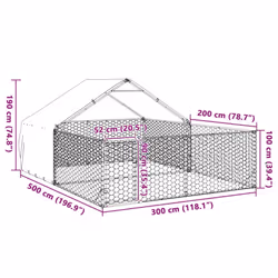 vidaXL Outdoor Dog Kennel with Run 5x3x1.9 m Galvanised Steel outdoor dog cage - Additional view 7