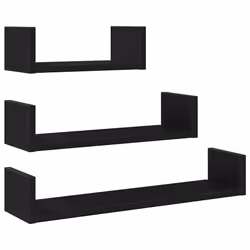 vidaXL Wall Shelves 3 pcs Black Oak Engineered Wood floating shelf
