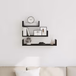 vidaXL Wall Shelves 3 pcs Black Oak Engineered Wood floating shelf