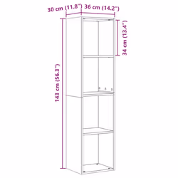 vidaXL Bookshelf Black Oak 36x30x143 cm Engineered Wood bookcase book rack - Additional view 8