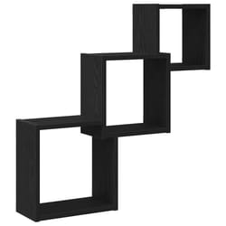 vidaXL Cube Wall Shelves Floating Hanging Cabinet Storage Unit Engineered Wood - black oak