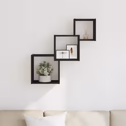 vidaXL Cube Wall Shelves Floating Hanging Cabinet Storage Unit Engineered Wood - black oak