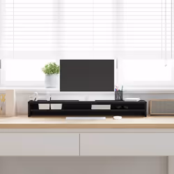 vidaXL Monitor Stand Black Oak 100x24x13 cm Engineered Wood computer stand - Additional view 2