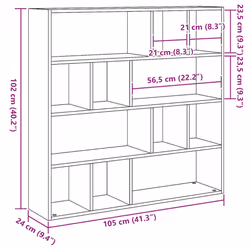 vidaXL Book Cabinet/Room Divider Black Oak 105x24x102 cm bookshelf book case