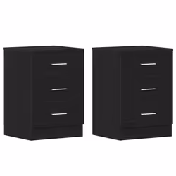 vidaXL 1/2x Bedside Cabinet Chipboard Bedroom Nightstand Stand Multi Colours - black oak, 2 pcs
